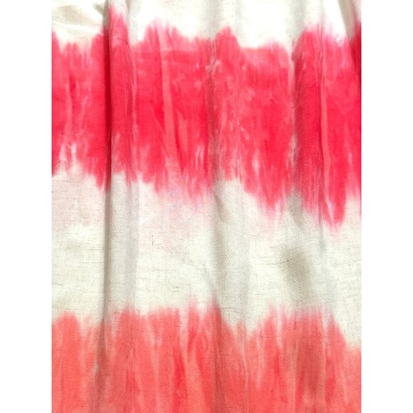 CCC Tie Dye Maxi Dress V Neck Short Sleeve Trendy Red White Stripes Cotton Hippi - Picture 6 of 6